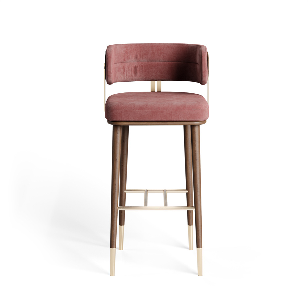 Upholstered Walnut Bar Stool