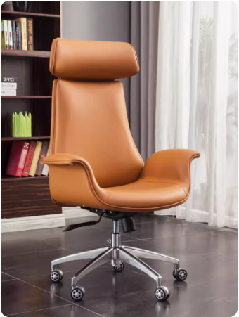 High Back Brown Leather Office Chair
