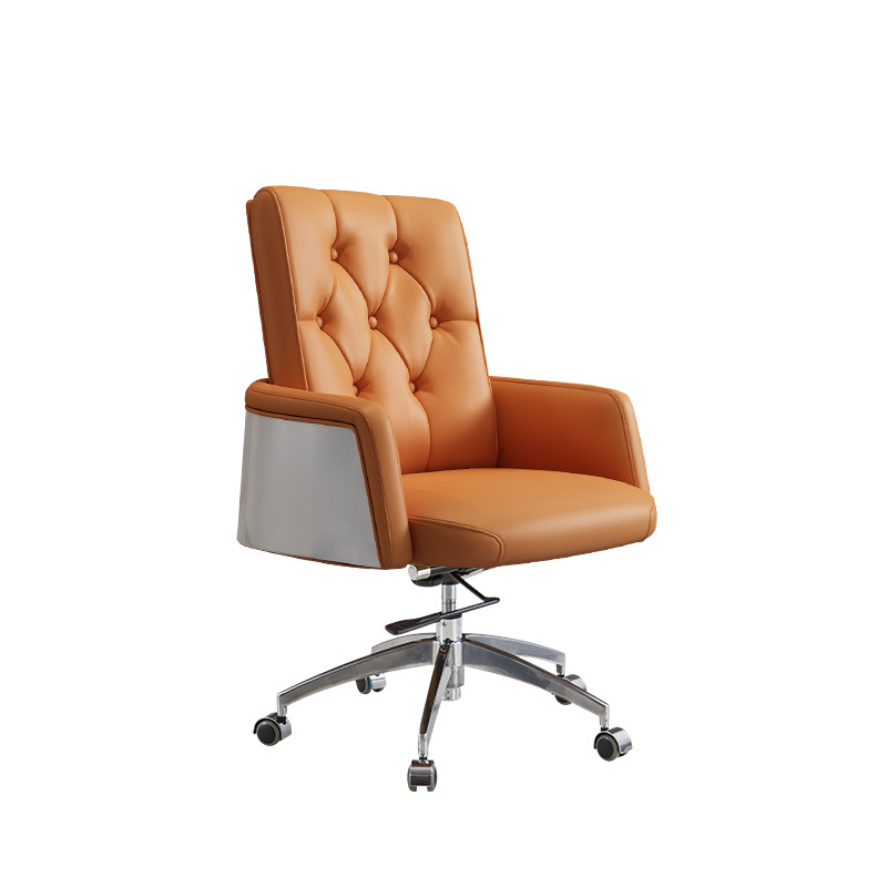 Mukia Tufted Brown Leather Office Chair