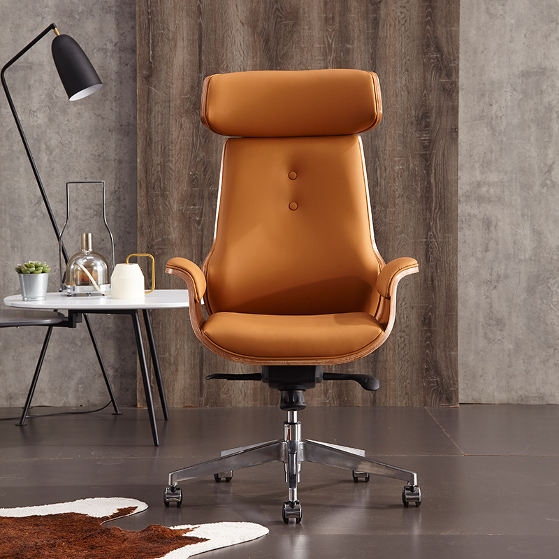 Monia Brown Leather Office Chair